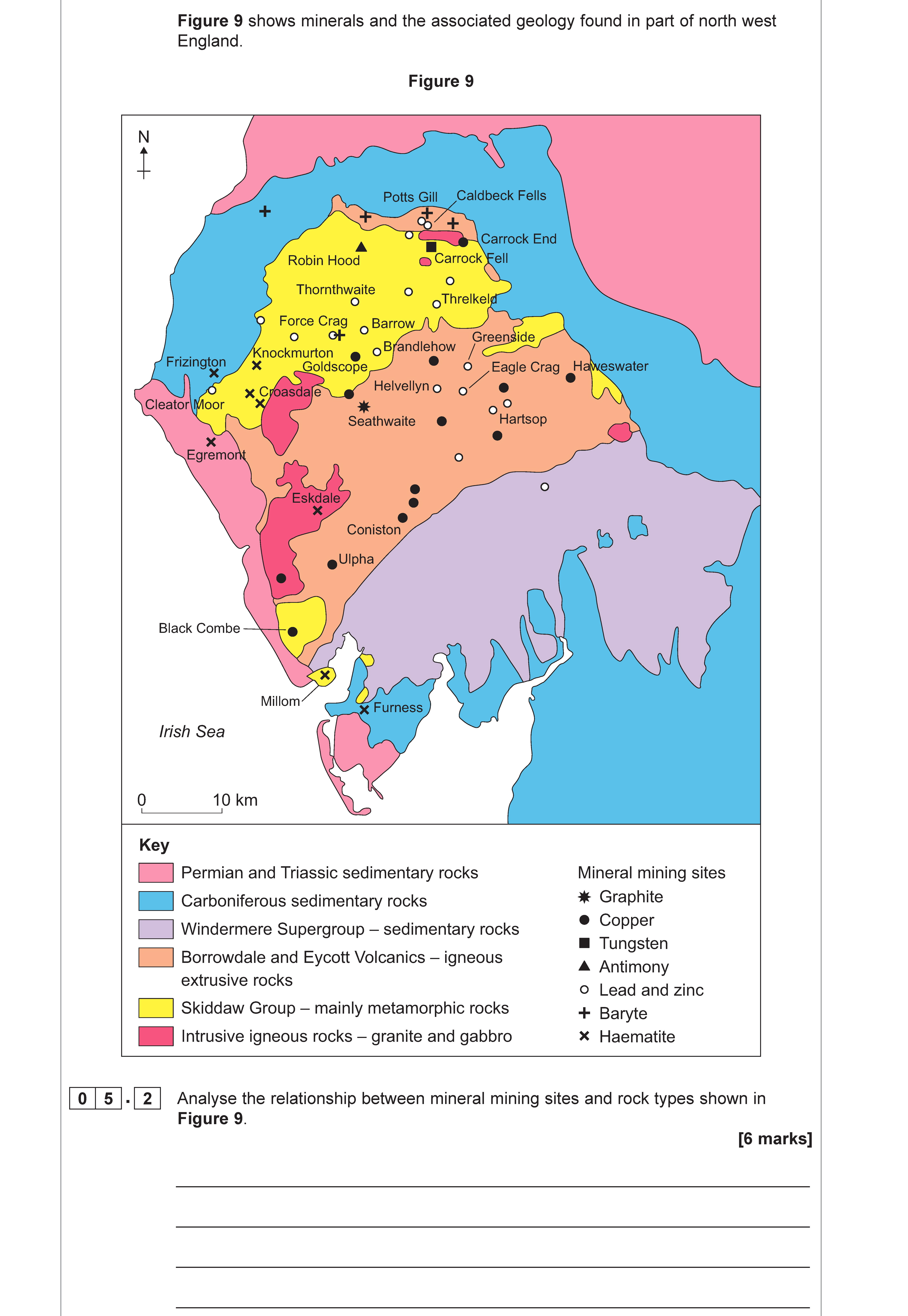 Analyse-the-relationship-between-mineral-mining-sites-and-rock-types-shown-in-Figure-9-AQA-A-Level Geography-Question 5-2020-Paper 2.png